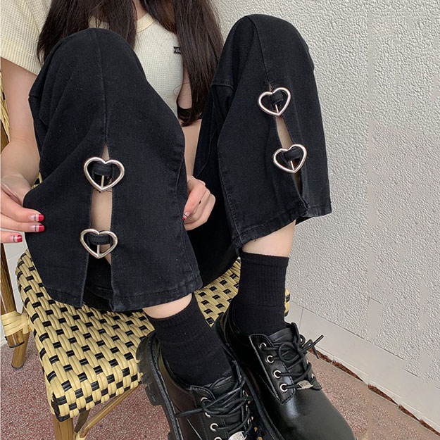 Grunge Aesthetic Flare Slit Jeans - Vedlit