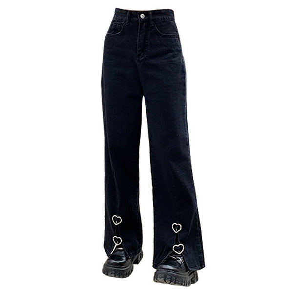 Grunge Aesthetic Flare Slit Jeans - Vedlit