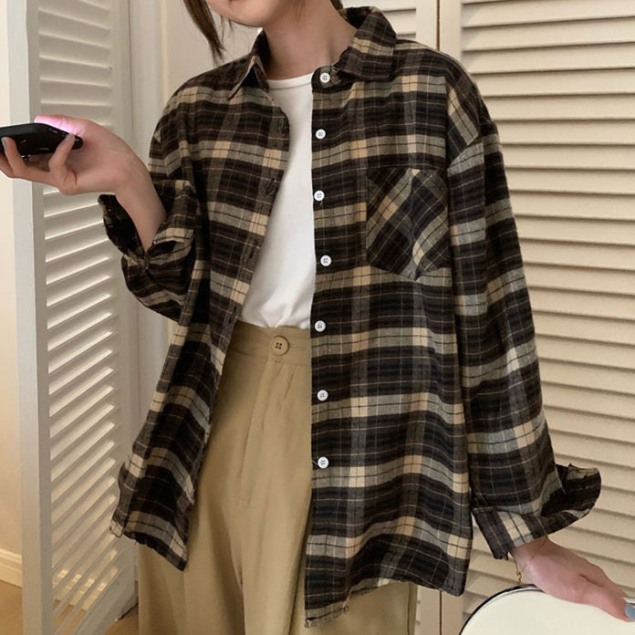 Grunge Aesthetic Plaid Shirt - Vedlit