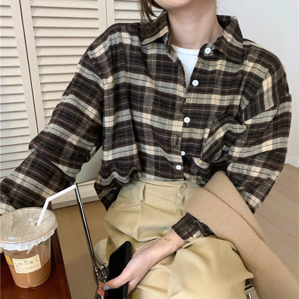 Grunge Aesthetic Plaid Shirt - Vedlit