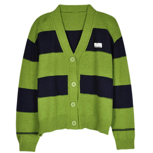 Grunge Aesthetic Striped Cardigan - Vedlit