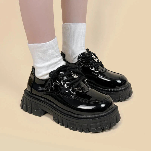 Grunge Bat Wings Platform Oxford Shoes - Vedlit