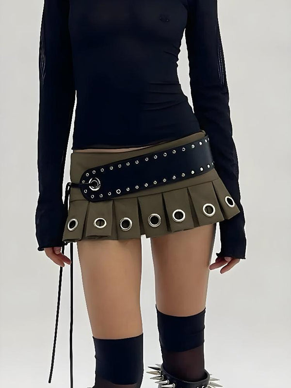 Grunge Belted Extra Mini Skirt - Vedlit