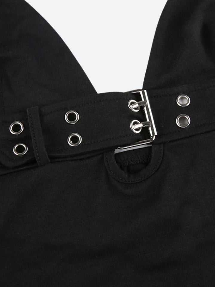Grunge Belted Halter Neck Top - Vedlit