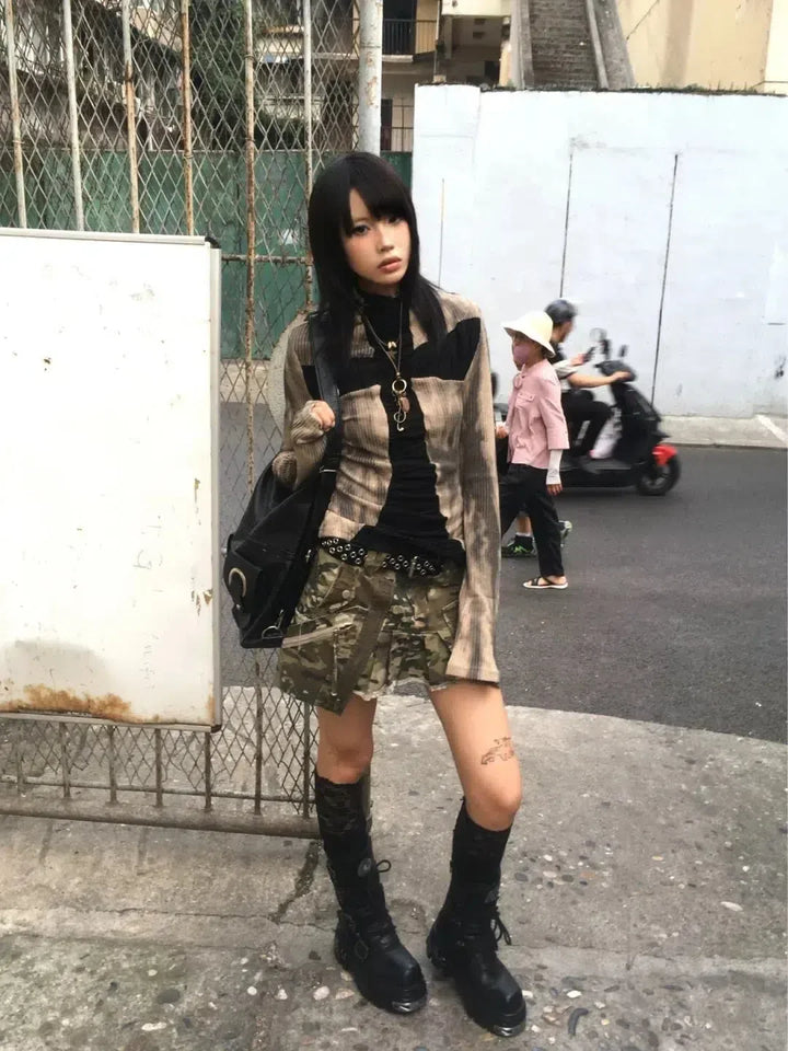 Grunge Cross Path Ribbed Top - Vedlit