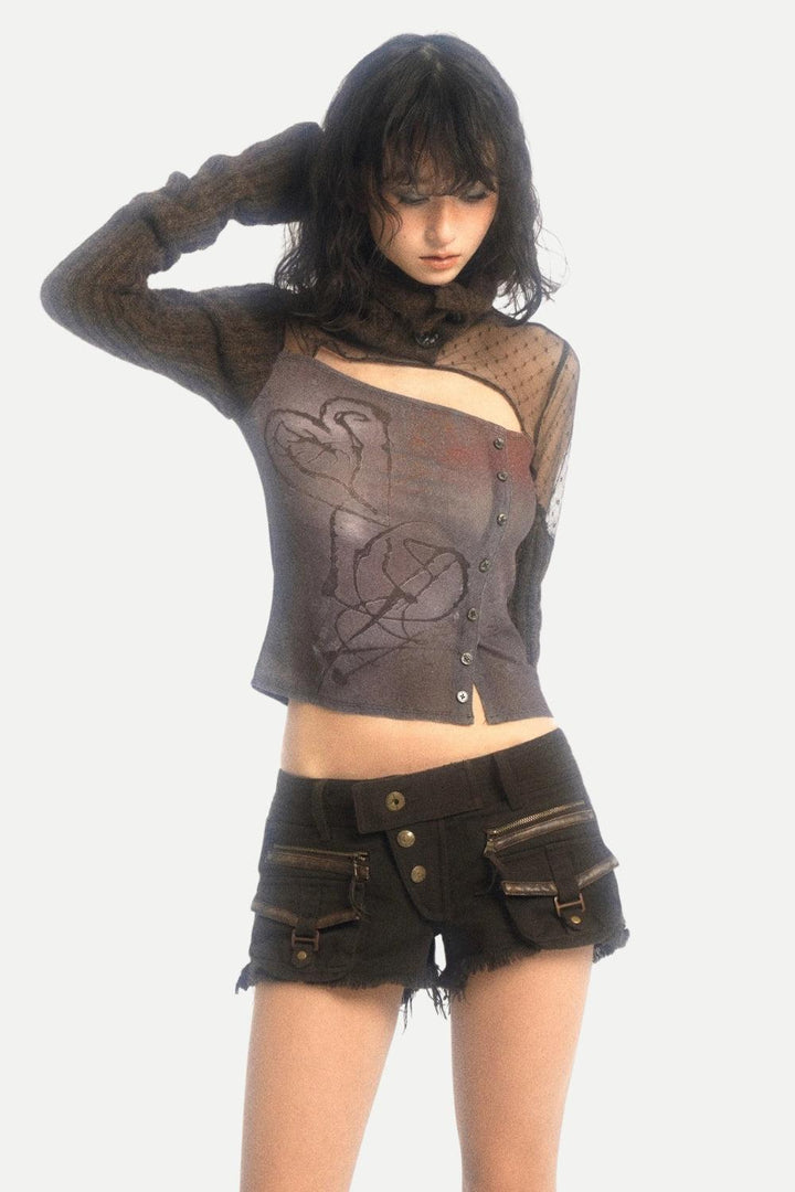 Grunge Cut Out Knitted Top - Vedlit