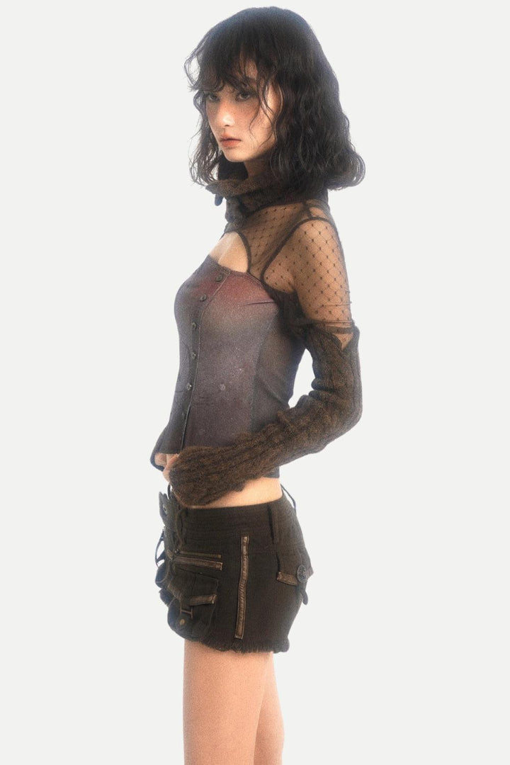 Grunge Cut Out Knitted Top - Vedlit