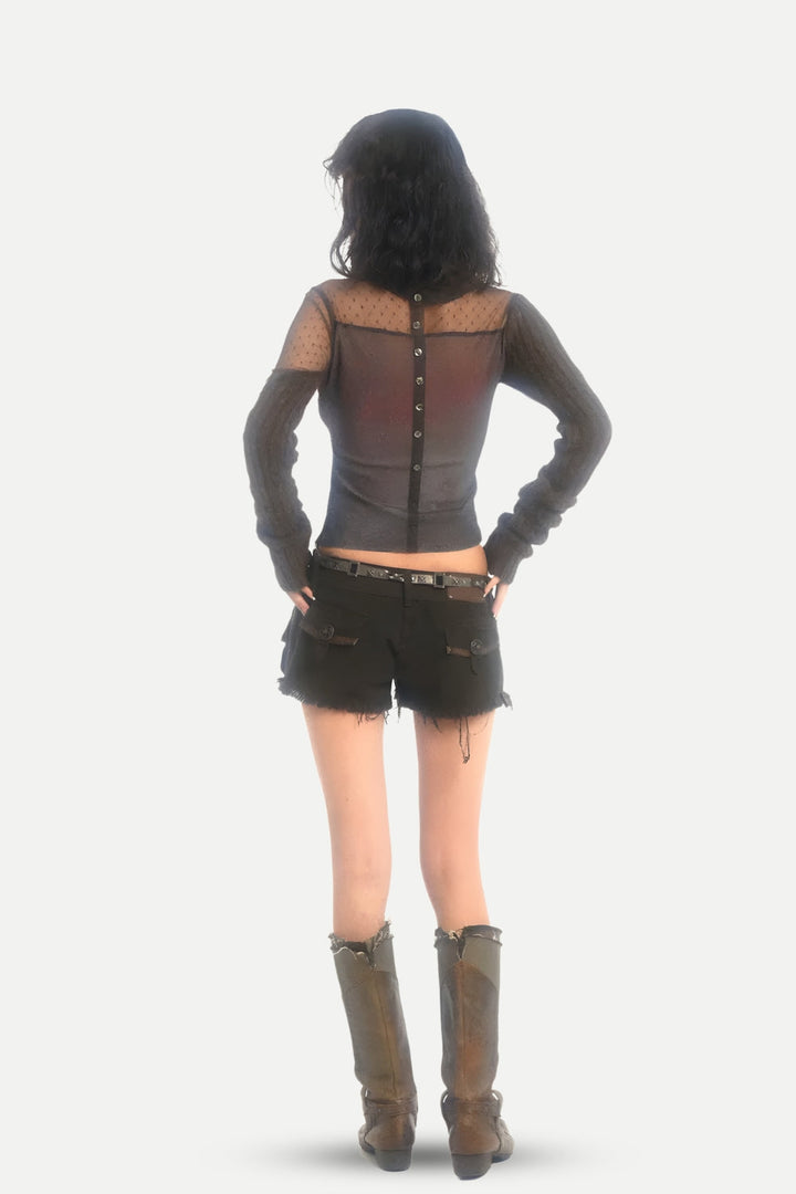 Grunge Cut Out Knitted Top - Vedlit