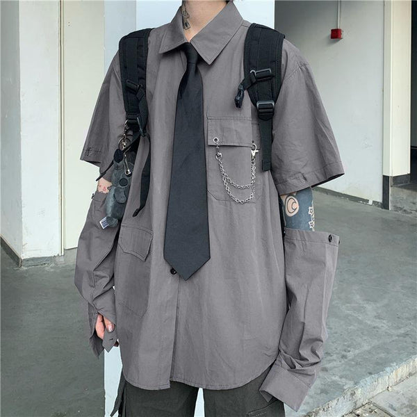 Grunge Detachable Sleeve Shirt - Vedlit