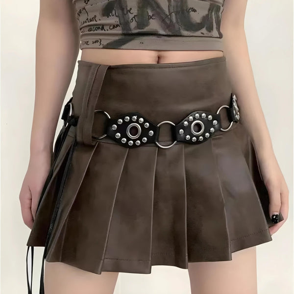 Grunge Faux Leather Lace Up Belt - Vedlit