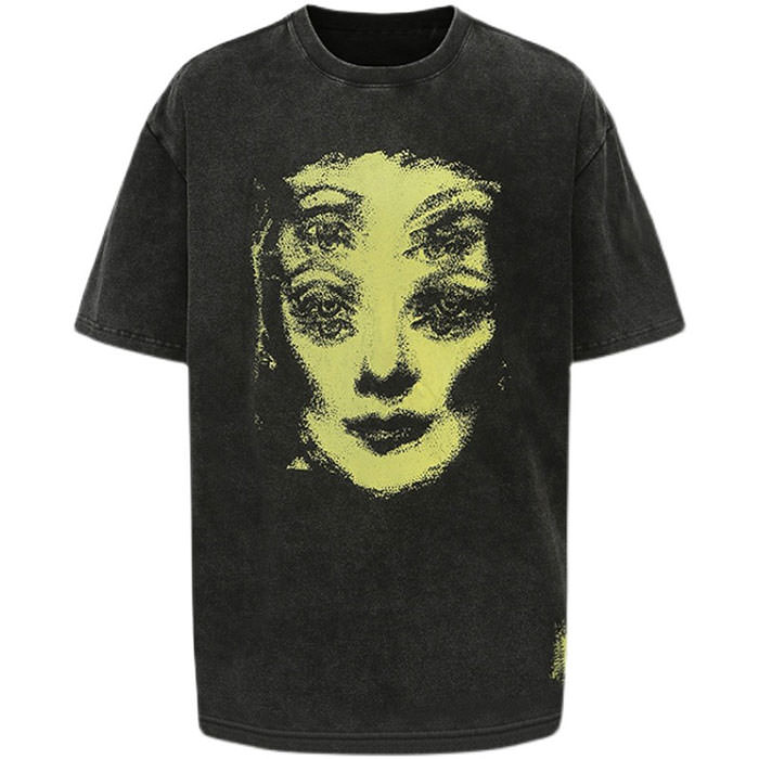 Grunge Ghost Face Graphic T-Shirt - Vedlit