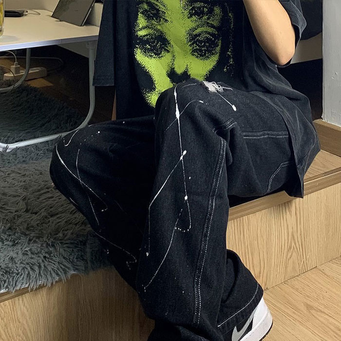 Grunge Ghost Face Graphic T-Shirt - Vedlit