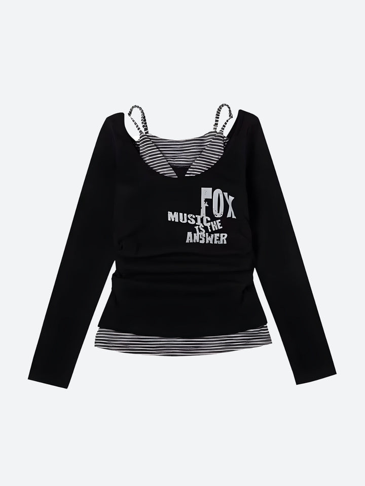 Grunge Layered Off Shoulder Top - Vedlit