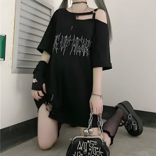 Grunge Make Up Heart Long Tee - Vedlit