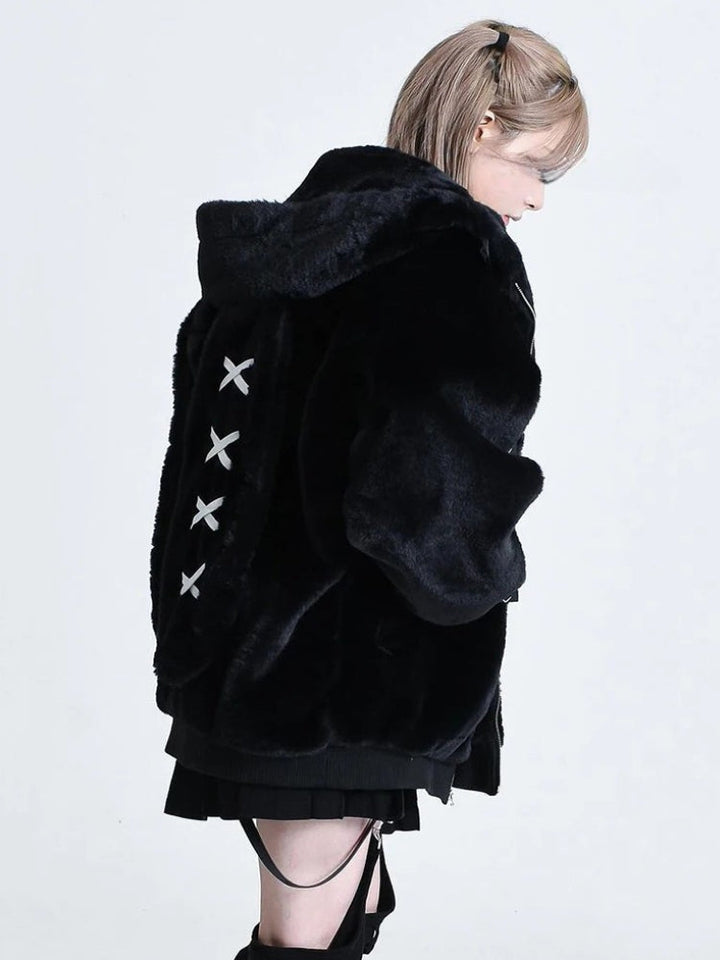 Grunge Rabbit Ear Plush Jacket - Vedlit