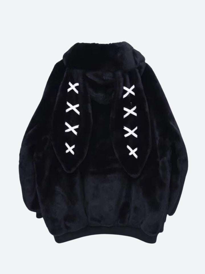 Grunge Rabbit Ear Plush Jacket - Vedlit