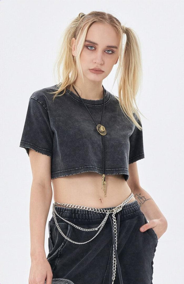 Grunge Washed Crop Top - Vedlit