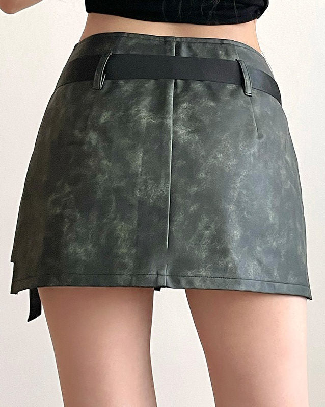 Grunge Aesthetic Safety Belt Wrap Skirt - Vedlit