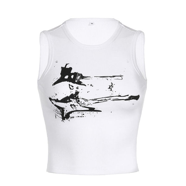 Guitar Print Ribbed Top - Vedlit