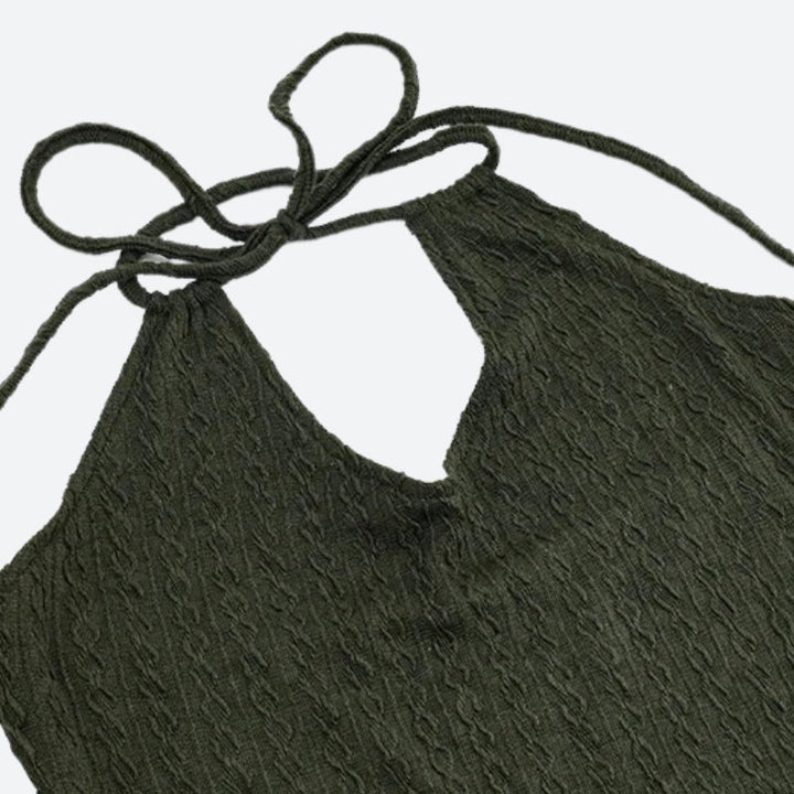 Halter Neck Knitted Mini Dress - Vedlit