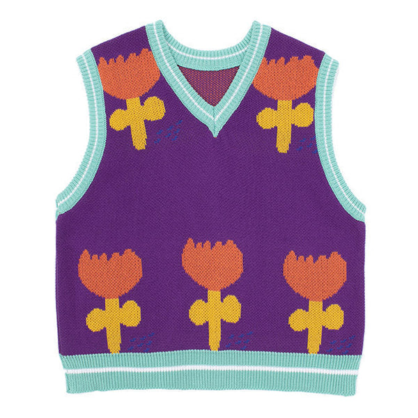 Happy Flower Knit Vest - Vedlit