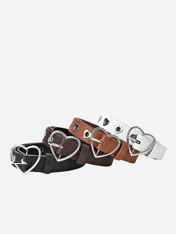 Heart Buckle Faux Leather Belt - Vedlit