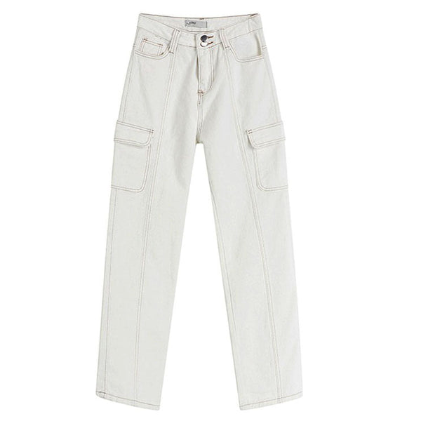 Heart Embroidery Cargo Jeans - Vedlit