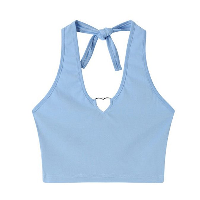 Heart Hollow Out Halter Top - Vedlit