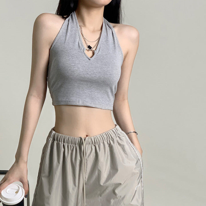 Heart Hollow Out Halter Top - Vedlit