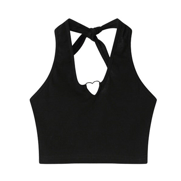 Heart Hollow Out Halter Top - Vedlit