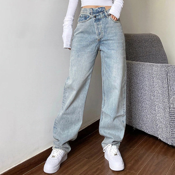 High Rise Straight Leg Jeans - Vedlit