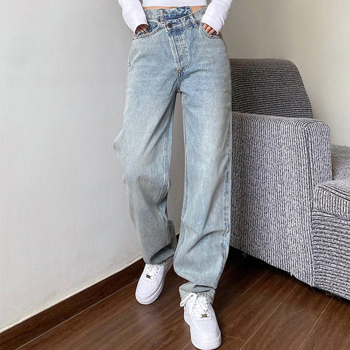 High Rise Straight Leg Jeans - Vedlit