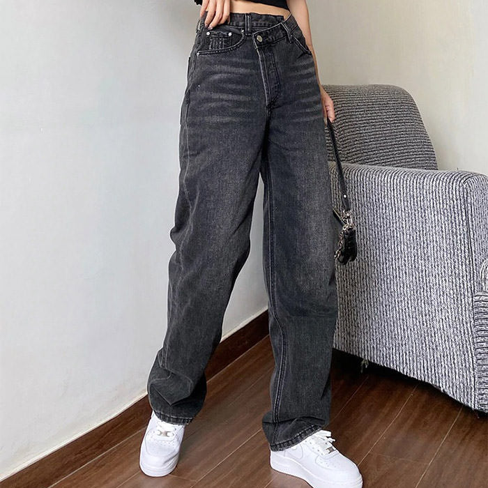 High Rise Straight Leg Jeans - Vedlit