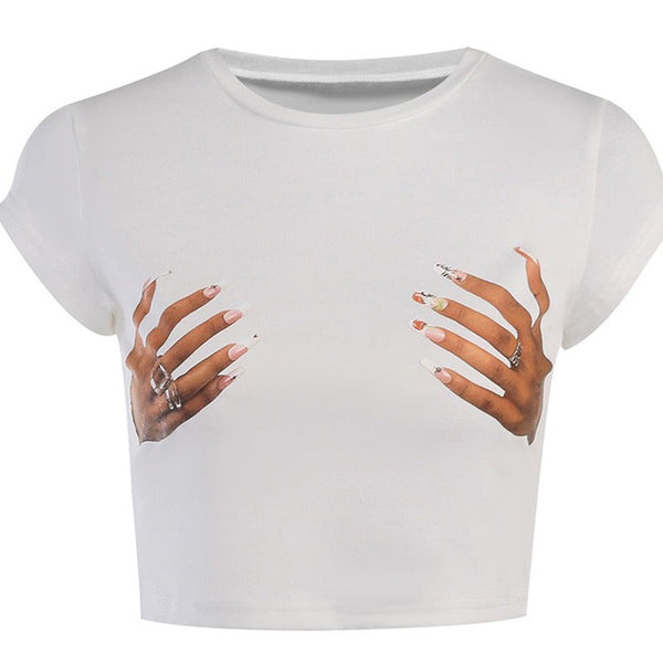 Hold Me Tight Hand Print Crop Top - Vedlit