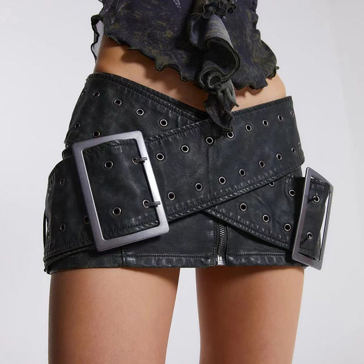 Huge Buckle Micro Skirt - Vedlit