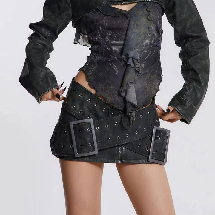 Huge Buckle Micro Skirt - Vedlit