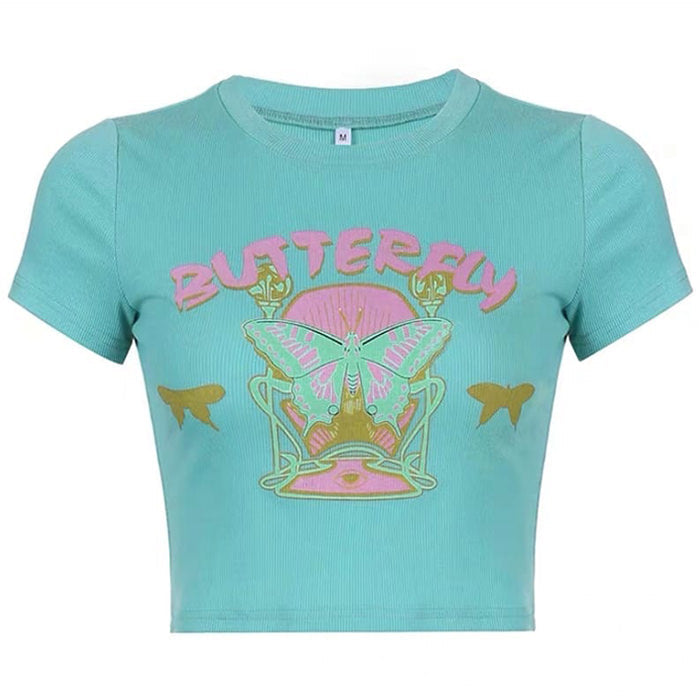 Indie Aesthetic Butterfly Crop Top - Vedlit