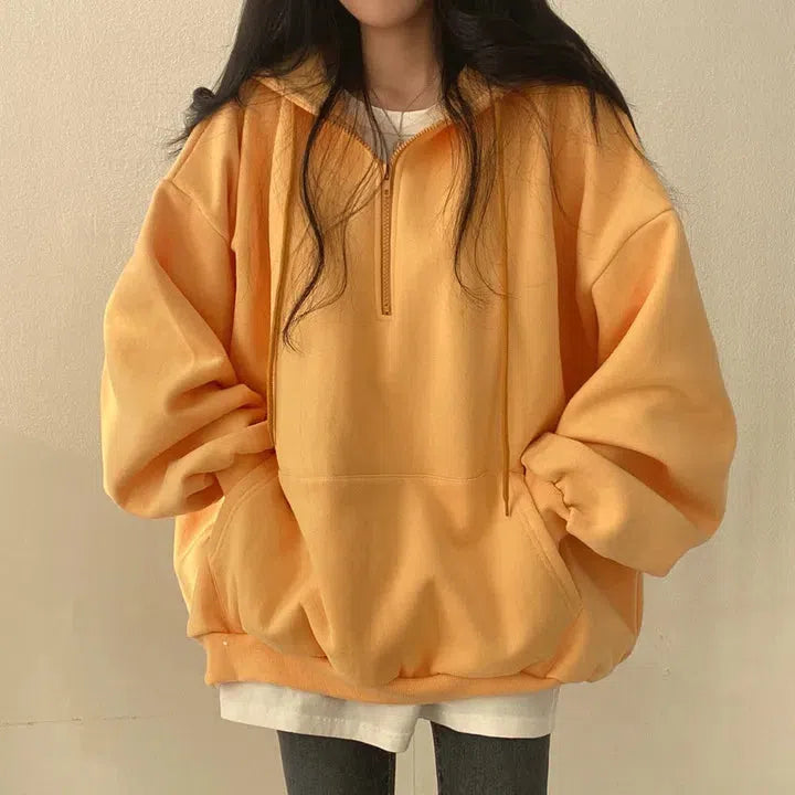 Indie Oversized Zip Up Hoodie - Vedlit