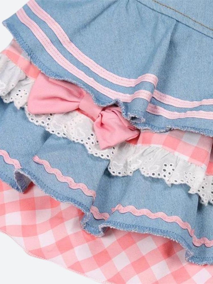 Kawaii Layered Denim Mini Skirt - Vedlit