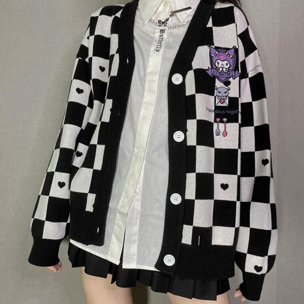 Kuromi Buttoned Black Cardigan - Vedlit