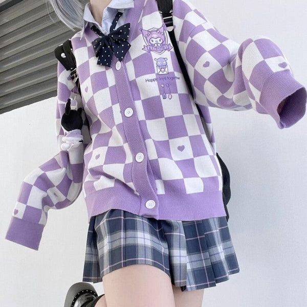 Kuromi Buttoned Purple Cardigan - Vedlit