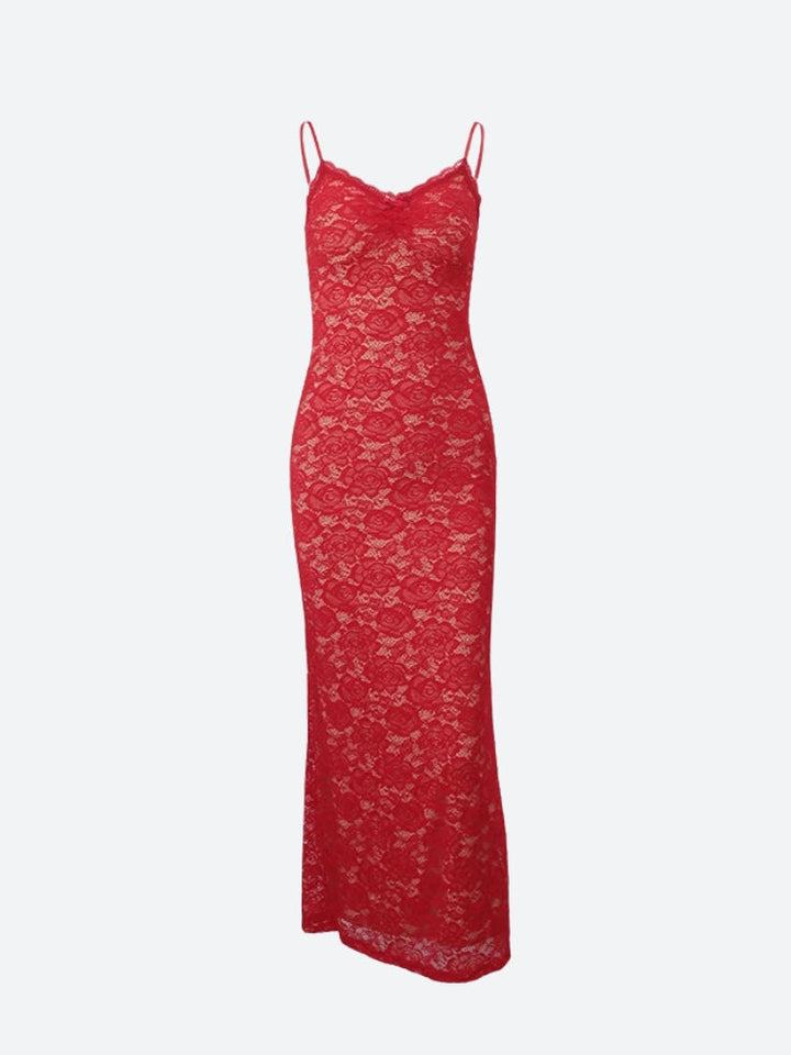 Lace Bodycon Maxi Dress - Vedlit