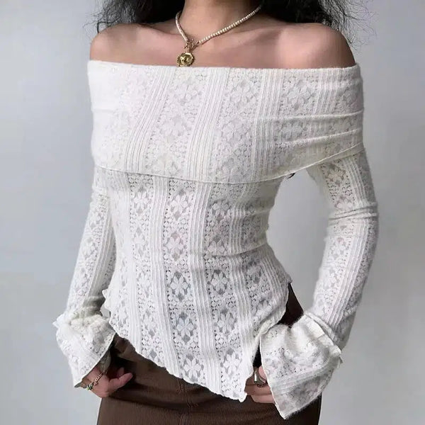 Lace Off Shoulder Top - Vedlit
