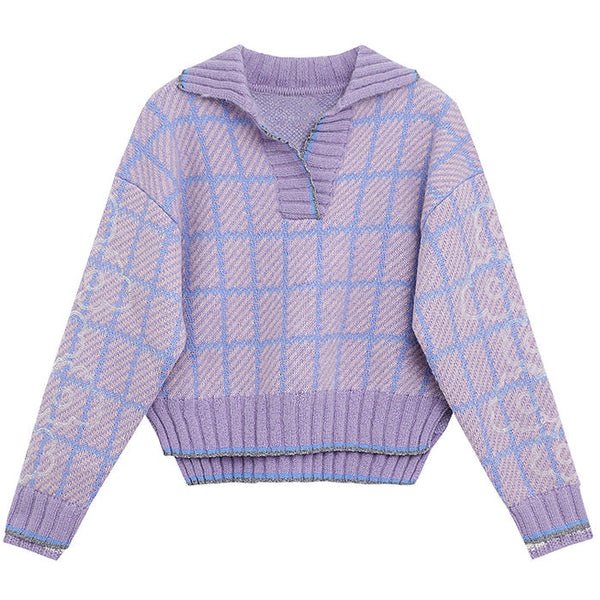 Lavender Plaid Sweater - Vedlit
