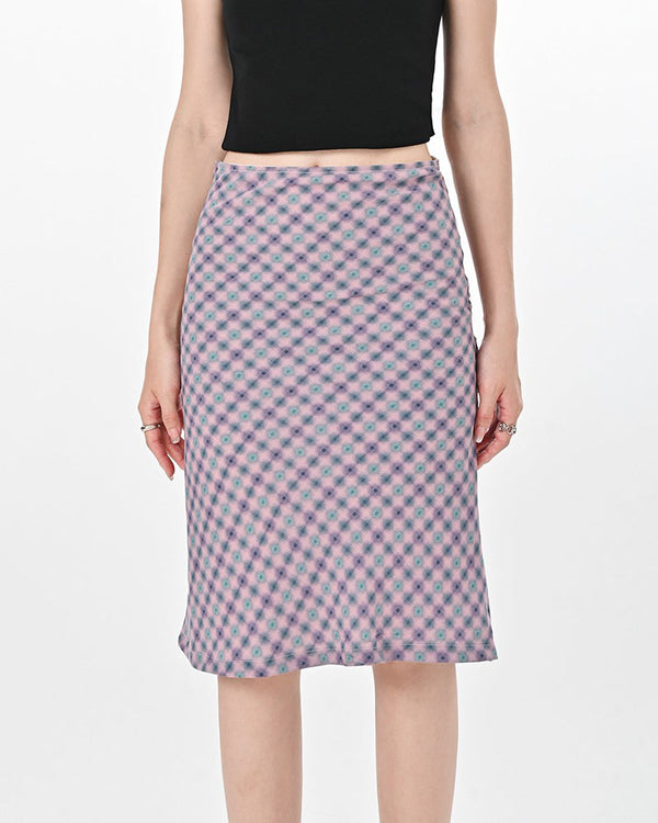 Lavender Plaid Midi Skirt - Vedlit
