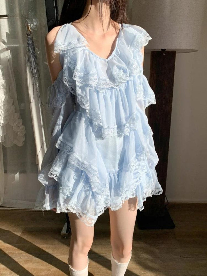 Layered Ruffled Mini Dress - Vedlit