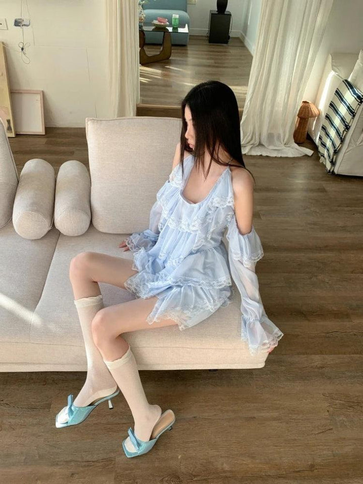 Layered Ruffled Mini Dress - Vedlit