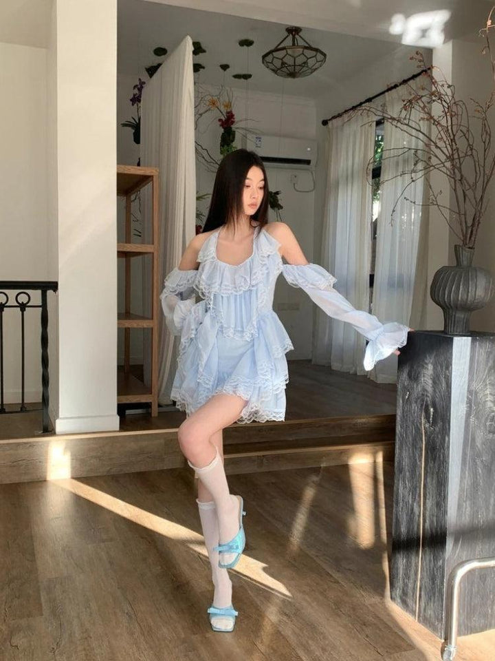 Layered Ruffled Mini Dress - Vedlit