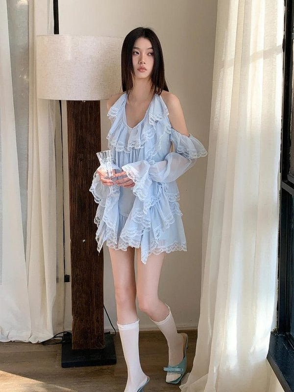 Layered Ruffled Mini Dress - Vedlit