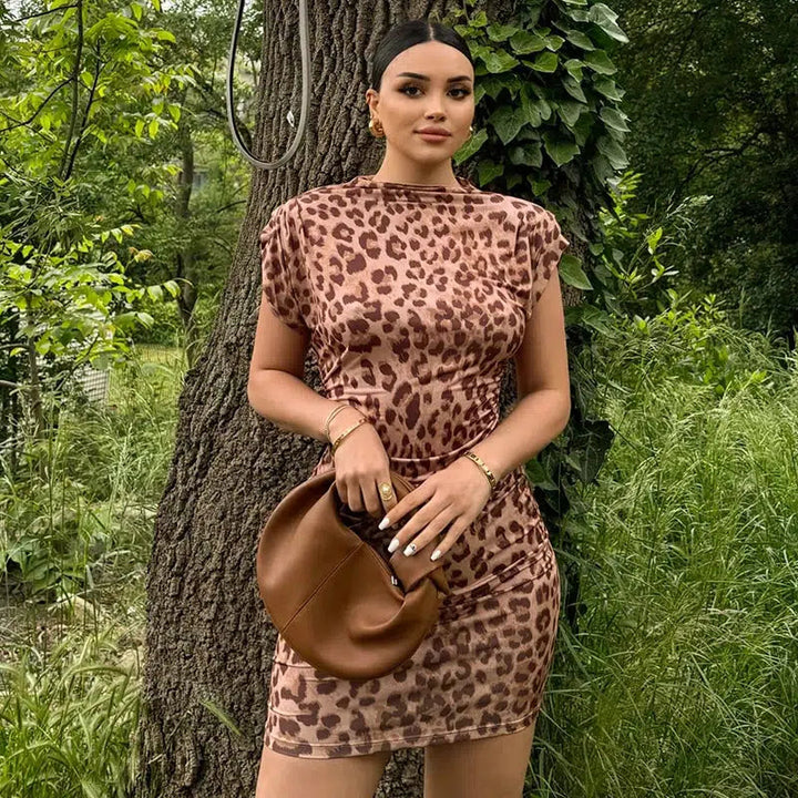 Leopard Bodycon Mini Dress - Vedlit